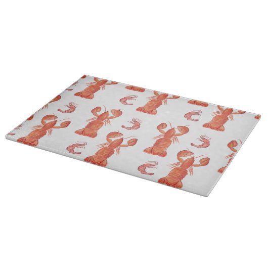 Lobster Crawfish Waterverf Hand Painted Pattern Snijplank (Hoek)