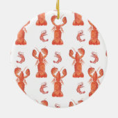 Lobster Crustacean Waterverf Painted Pattern Keramisch Ornament (Achterkant)