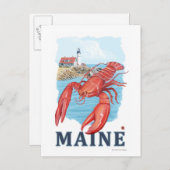 Lobster en Portland Lighthouse Scene Briefkaart (Voorkant / Achterkant)