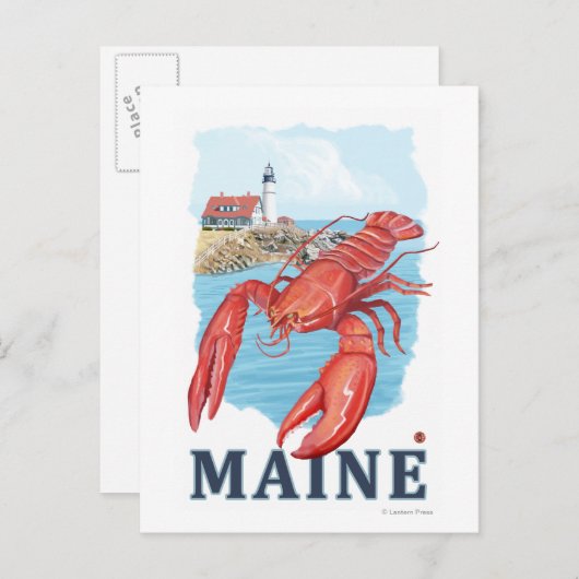 Lobster en Portland Lighthouse Scene Briefkaart (Voorkant / Achterkant)