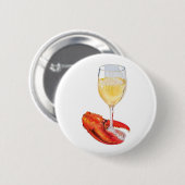 Lobster en wijn ronde button 5,7 cm (Voorkant /achterkant)