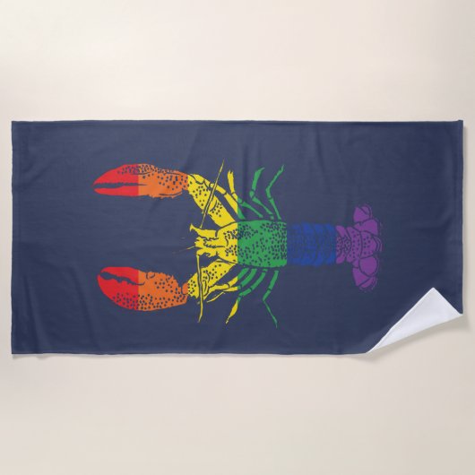 Lobster Graphic met Pride Rainbow Stripes Strandlaken (Voorkant)