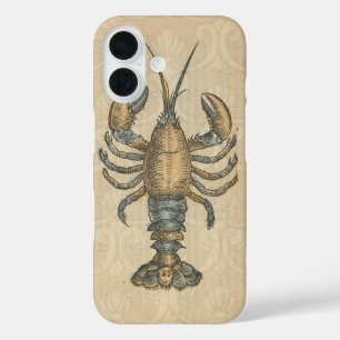 Lobster Illustration Antiek Maine Seafood iPhone 16 Hoesje