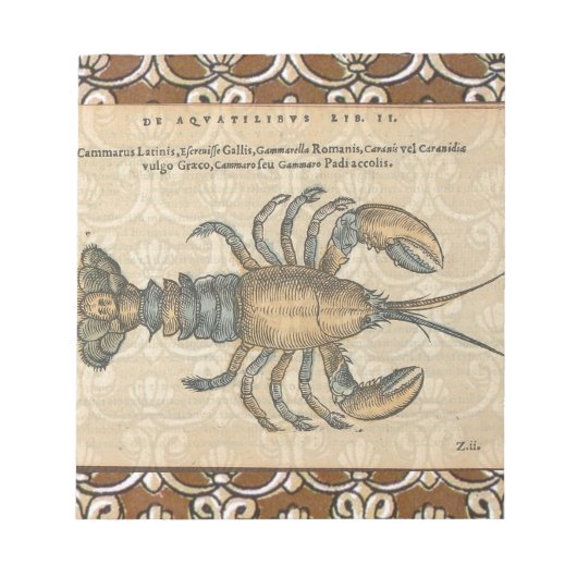 Lobster Illustration Antiek Maine Seafood Notitieblok (Voorkant)