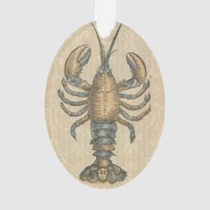 Lobster Illustration Antiek Maine Seafood Ornament