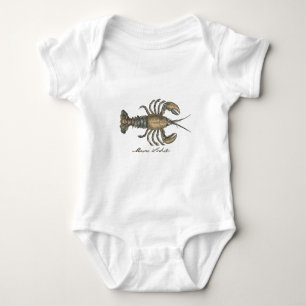 Lobster Illustration Antiek Maine Seafood Romper