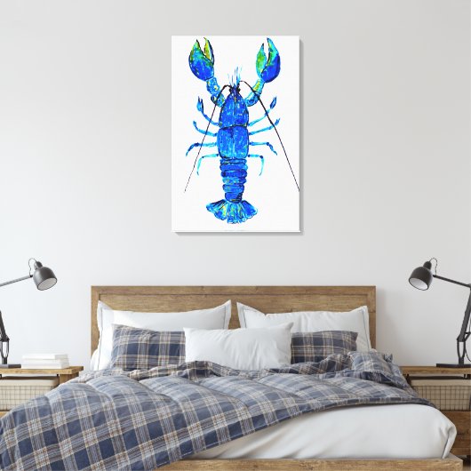 Lobster in blue canvas afdruk (Insitu (Slaapkamer))