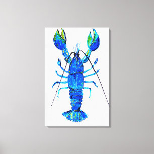 Lobster in blue canvas afdruk