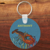 Lobster in het Blue Zee Personalized Sleutelhanger (Voorkant)
