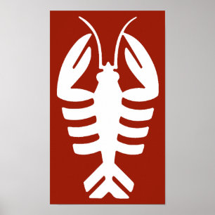  Lobster in het Wit, Art Deco Seafood Poster