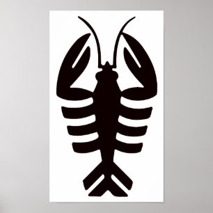  Lobster in het zwart, Art Deco Seafood Poster