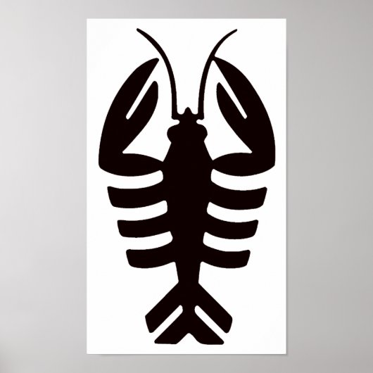 Lobster in het zwart, Art Deco Seafood Poster (Voorkant)