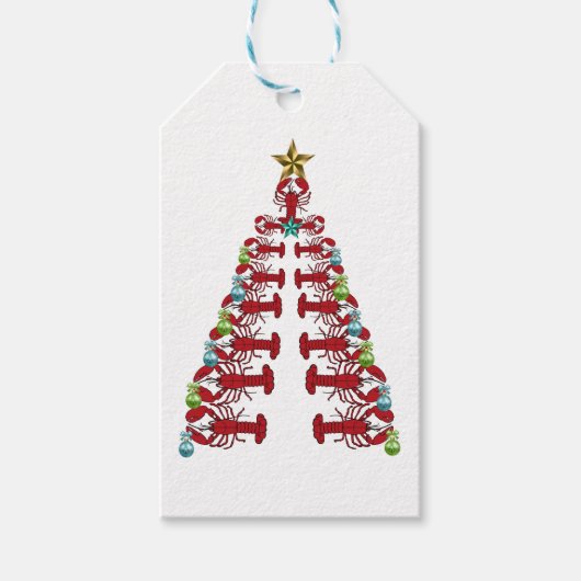 Lobster kerstboom schattige cadeau label cadeaulabel (Voorkant)