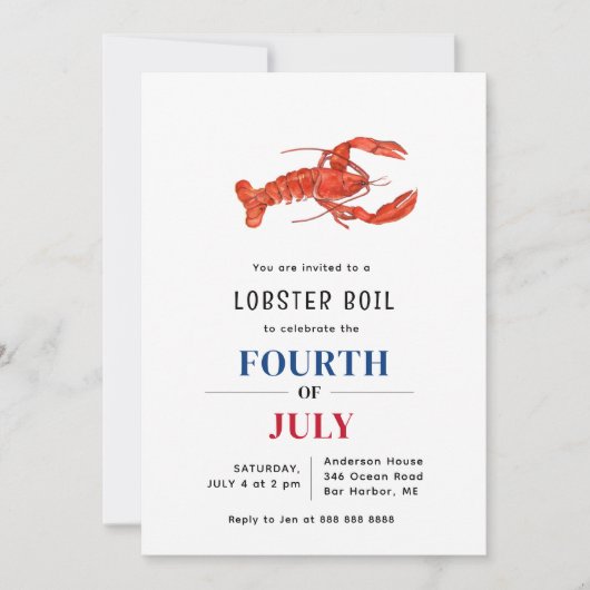 Lobster kook 4 juli feestje  kaart (Voorkant)