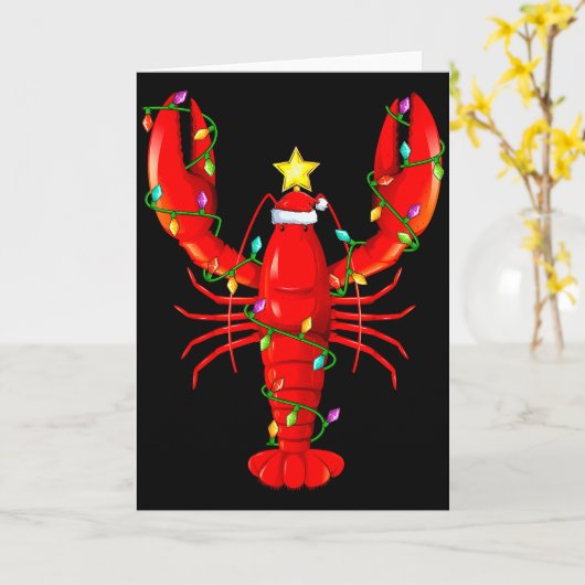 Lobster Lighting Xmas Tree Matching Lobster Christ Kaart (Gele Bloem)