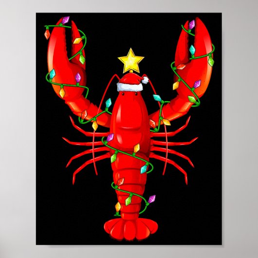 Lobster Lighting Xmas Tree Matching Lobster Christ Poster (Voorkant)