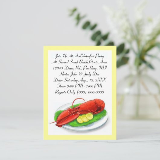 LOBSTER LOBSTERFEST BAKE BOIL PARTIJ INVITATIE KAART (Staand voorkant)