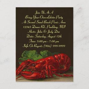 Lobster Lobsters Party Dinner of BYOL Invitation Kaart