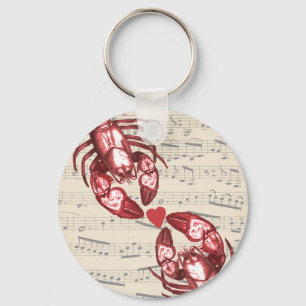 Lobster Love Musical notes with hart Sleutelhanger