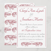 Lobster Love Wedding Invitation Kaart (Voorkant / Achterkant)