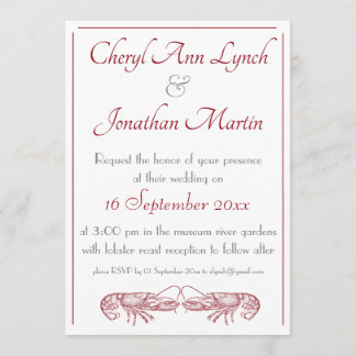 Lobster Love Wedding Invitation Kaart