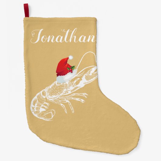 Lobster met Santa Hat Stocking Grote Kerstsok (Voorkant)