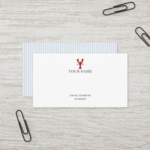 Lobster Nautical Blauw Streep Visitekaartje