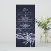  Lobster Navy Blue Elegant Party Menu Kaart (Staand voorkant)