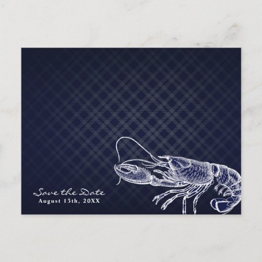 Lobster Navy Blue Elegant Save the Date Aankondigingskaart (Voorkant)