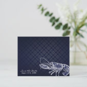 Lobster Navy Blue Elegant Save the Date Aankondigingskaart (Staand voorkant)