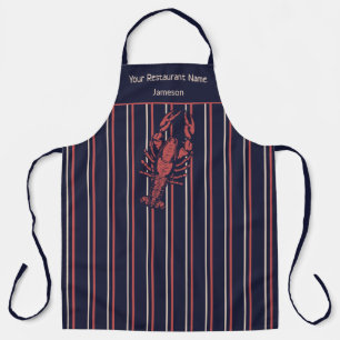 Lobster Navy Blue En Rode Streep Restaurant Schort