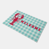 Lobster on Blue Gingham Welcome Deurmat (Schuin)