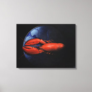 Lobster op Bord Tiffany Canvas Afdruk