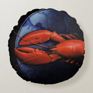 Lobster op Bord Tiffany Rond Kussen