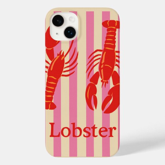 Lobster Pop Bold Crustaceans on Candy Stripes Case-Mate iPhone Case (Achterkant)