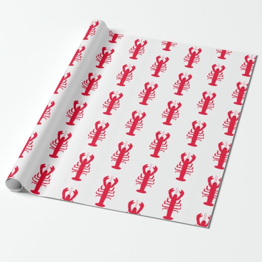 Lobster Print Wrapping Paper Cadeaupapier (Uitgerold)