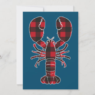 Lobster Red Pset Buffalo Matching Pajama Family Feestdagenkaart