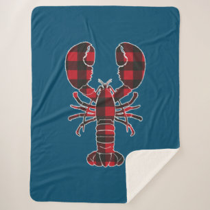 Lobster Red Pset Buffalo Matching Pajama Family Sherpa Deken