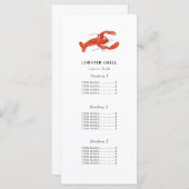 Lobster Restaurant | Kaart van het menu Menu van d (Voorkant / Achterkant)