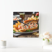 Lobster Roll And Potato Chips Vierkante Klok (Huis)