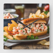 Lobster Roll And Potato Chips Vierkante Klok (Voorkant)