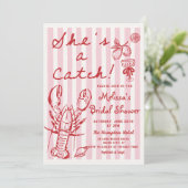 Lobster She's a Catch Bridal Shower Invitation (Debout devant)