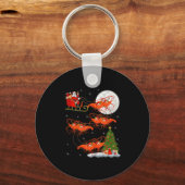 Lobster Shrimp Santa Sleigh Flying Funny Magical C Sleutelhanger (Voorkant)