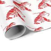 Lobster Silhouette #1 Tekening Rood Cadeaupapier (Rol Hoek)