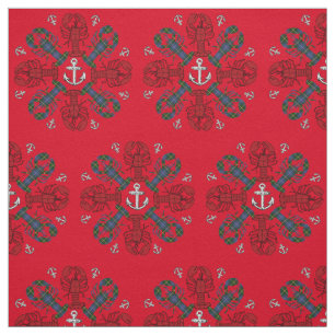 Lobster Snowflake Anchor N.S. kerststof rood Stof