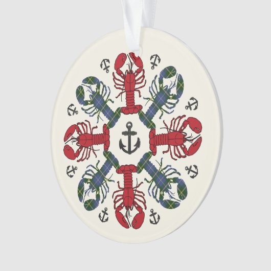 Lobster Snowflake Anchor N.S. kerstversiering Ornament (voorkant)