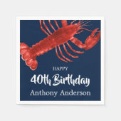 Lobster Thlek Dark Blue Fun Birthday Party Custom Servet (Voorkant)