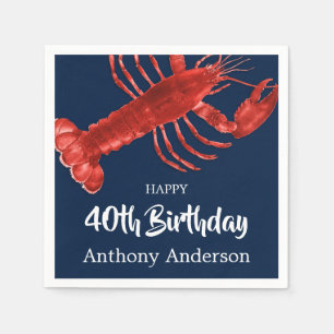 Lobster Thlek Dark Blue Fun Birthday Party Custom Servet