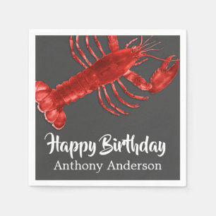 Lobster Thlek Dark Gray Fun Birthday Party Custom Servet