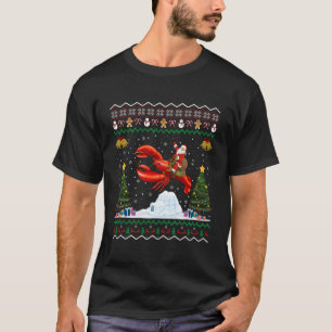 Lobster Ugly Xmas Gift Santa Riding Lobster Christ T-shirt